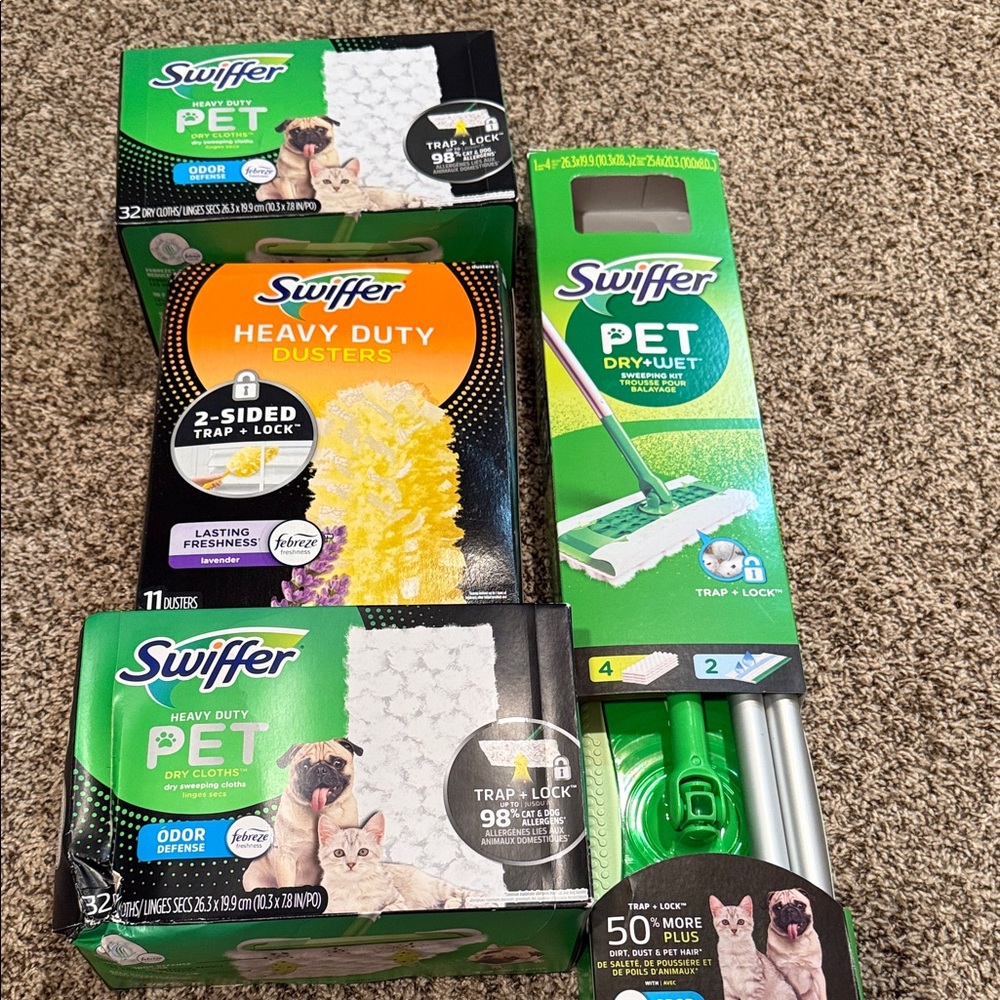 Swiffer Pet Cleaning Set with Green and Yellow Accents
